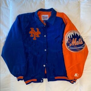 STARTER Diamond Collection New York Mets Blue and Orange Jacket